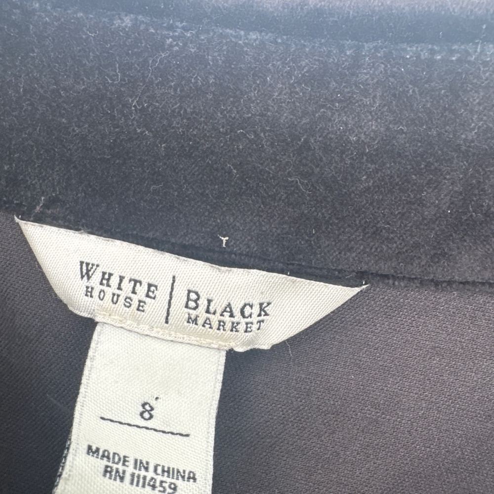 WHITE HOUSE BLACK MARKET Black Velvet Military Blazer Size 8 - Picture 4 of 9